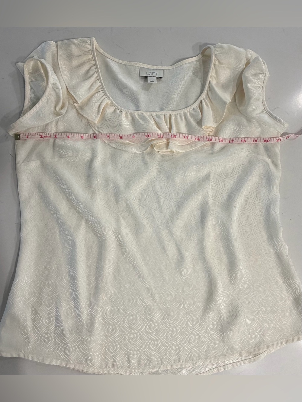 LOFT Cream Ruffle Blouse - Picture 7 of 8